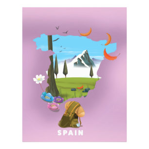 Impression Photo Espagne Carte illustrée affiche de voyage