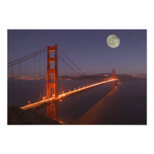 Impression Photo États-Unis, Californie, Marin. Lever de lune au-de