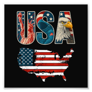 Impression Photo Etats-Unis Patriotique 4 juillet Amérique Drapeau