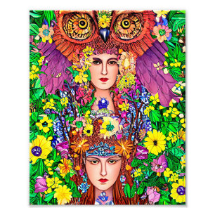 Impression Photo Fairy Princess Sisters Owl art nouveau Po original