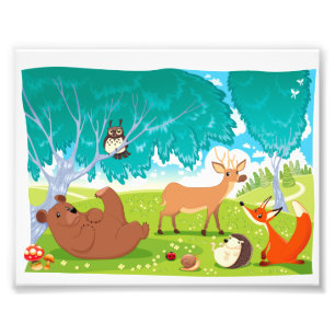 Impression Photo Famille d'animaux dans le bois.