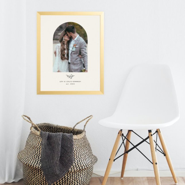 Impression Photo Famille Mariage de verdure minimale (A minimal wedding print with greenery leaves and simply typography and boho arch photo.)