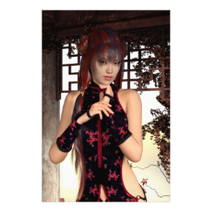 Impression Photo Fantaisie élégante de femme en Qipao, Art numériqu