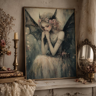 Impression Photo Fantaisie gothique fée avec couronne florale Art m