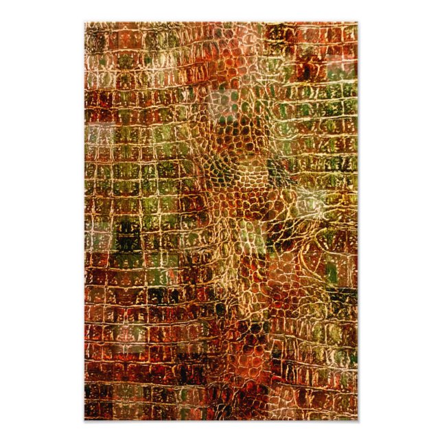Impression Photo Faux Alligator Peau animale Cuir rouge Brown (Devant)