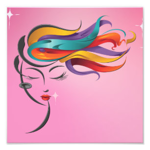 Impression Photo Femme Abstraite aux cheveux colorés