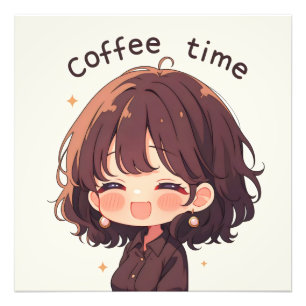 Impression Photo Femme Anime Coffee Time