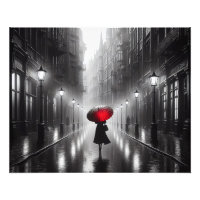 Femme au parapluie rouge