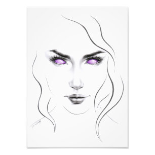 Impression Photo Femme aux yeux violets étranges Art en ligne minim