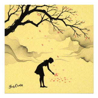 Impression Photo Femme cueillant des pétales Silhouette minimaliste