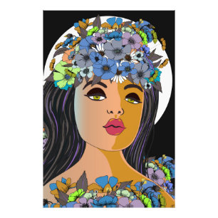 Impression Photo Femme florale Couronne de fleurs