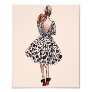 Impression Photo Femme tenant une illustration de mode pour chien