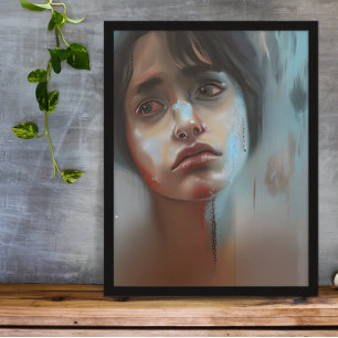Impression Photo Femme triste Art abstrait généré par l'IA