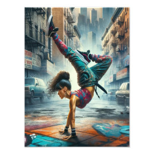 Impression Photo Femmes en action de Breakdancer Silhouette de New 