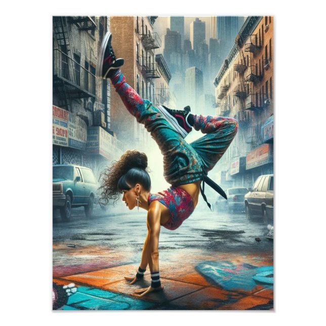 Impression Photo Femmes en action de Breakdancer Silhouette de New  (Devant)