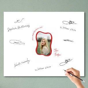 Impression Photo Fête branchée Wavy Red Graduation Party Signer inv