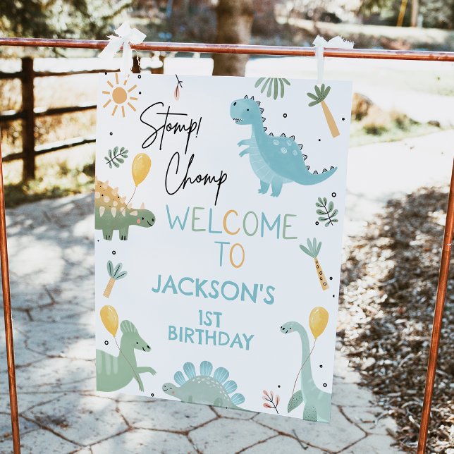 Impression Photo Fête Comme Dinosaur 1er anniversaire Affiche de bi (Cute Dinosaur 1st Birthday Party Welcome Sign, Dino Birthday welcome Poster, Party Like Dinosaur)