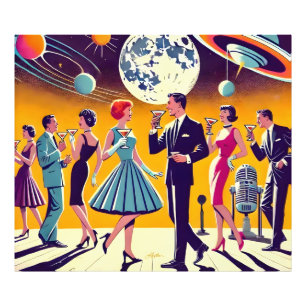 Impression Photo Fête de Cocktail d'Ère Spatiale Milieu de Siècle 6