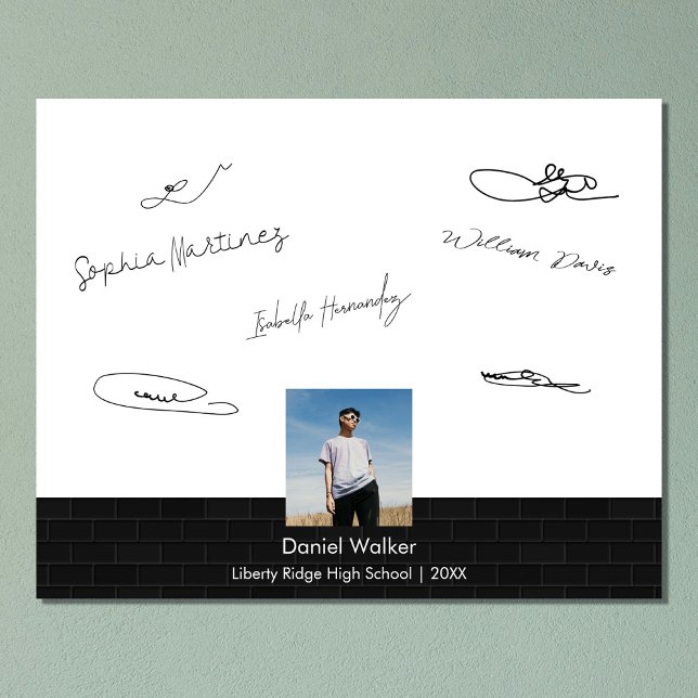 Impression Photo Fête de graduation noire moderne signant l'invité (Créateur téléchargé)