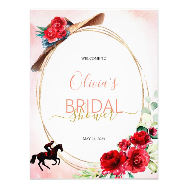 Impression Photo Fête des mariées Derby Panneau de bienvenue (Devant)