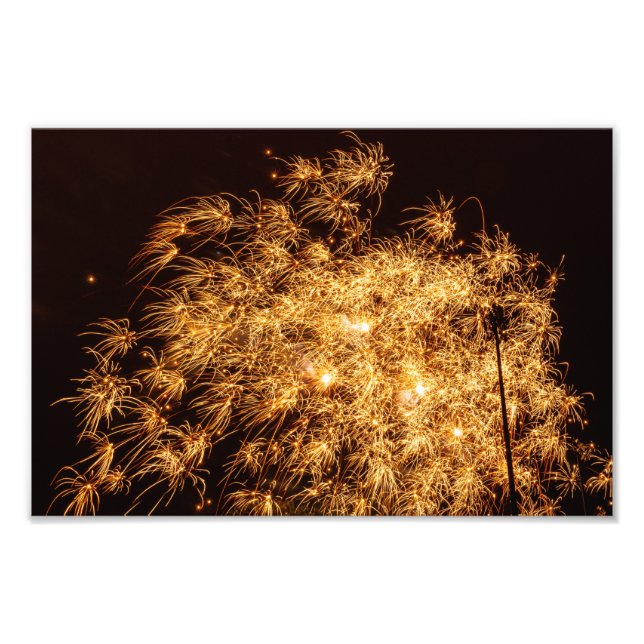 Impression Photo Feu d'artifice d'éclatement jaune contre le ciel n (Devant)