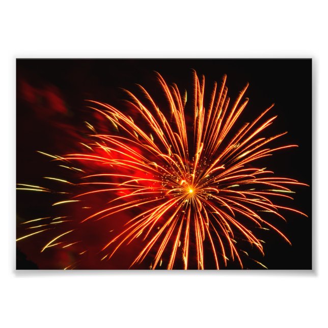 Impression Photo feu d'artifice rouge vif exposé dans le ciel noir (Devant)