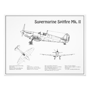 Impression Photo Feu Spitfire Supermarine - Plan d'avion BD