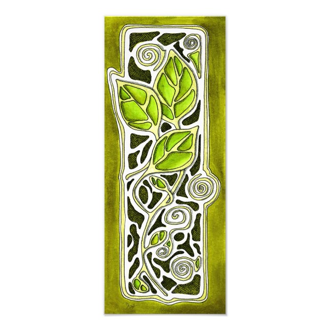 Impression Photo Feuilles sculptés à la main en vert (Devant)