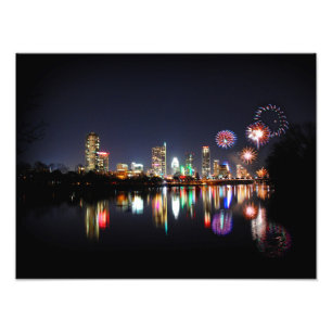 Impression Photo Feux d'artifice du centre d'horizon de nuit