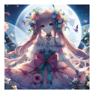 Impression Photo Fille Anime Fleur Lune Fée
