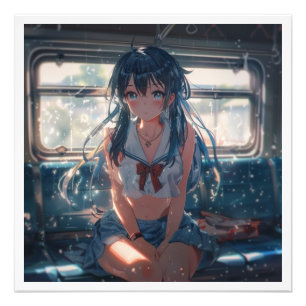 Impression Photo Fille d'anime dans un train