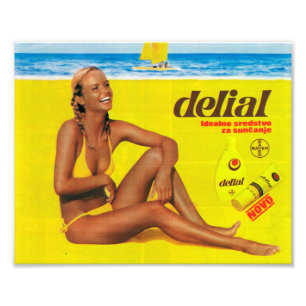 Impression Photo Fille de bronzage vintage de plage