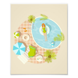 Impression Photo Fille de piscine en bikini plage d'été