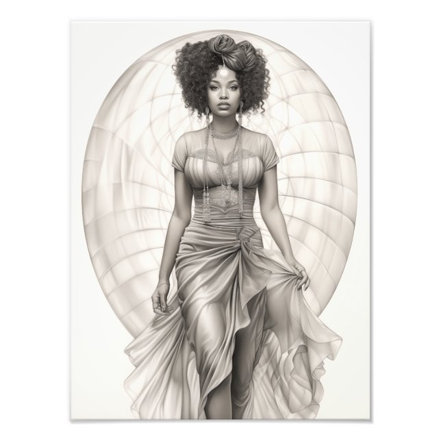 Impression Photo Fille exotique sur un canapé (Devant)