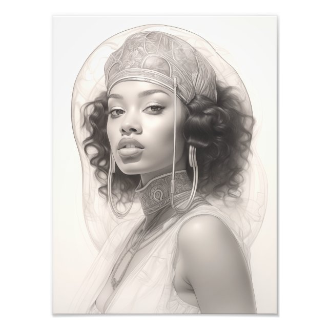 Impression Photo Fille exotique sur un canapé (Devant)