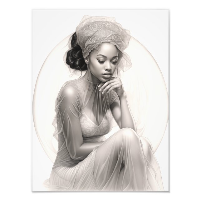 Impression Photo Fille exotique sur un canapé (Devant)