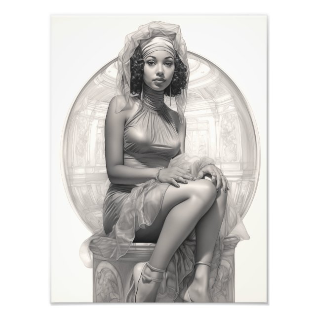 Impression Photo Fille exotique sur un canapé (Devant)