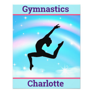 Impression Photo Filles Gymnastique Leap Arc-en-ciel nuages