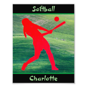 Impression Photo Filles Softball Batter sur Green