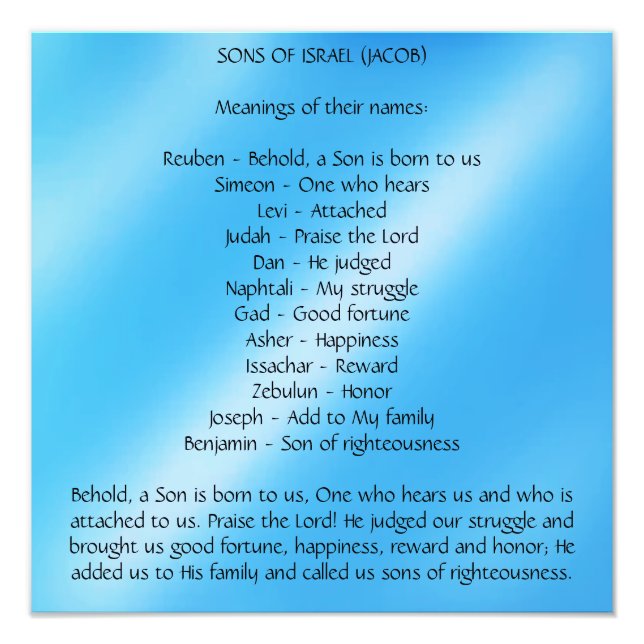 Impression Photo Fils d'Israël (Devant)
