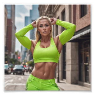 Impression Photo Fitness Neon Armchaleur Girl Posing dans la rue