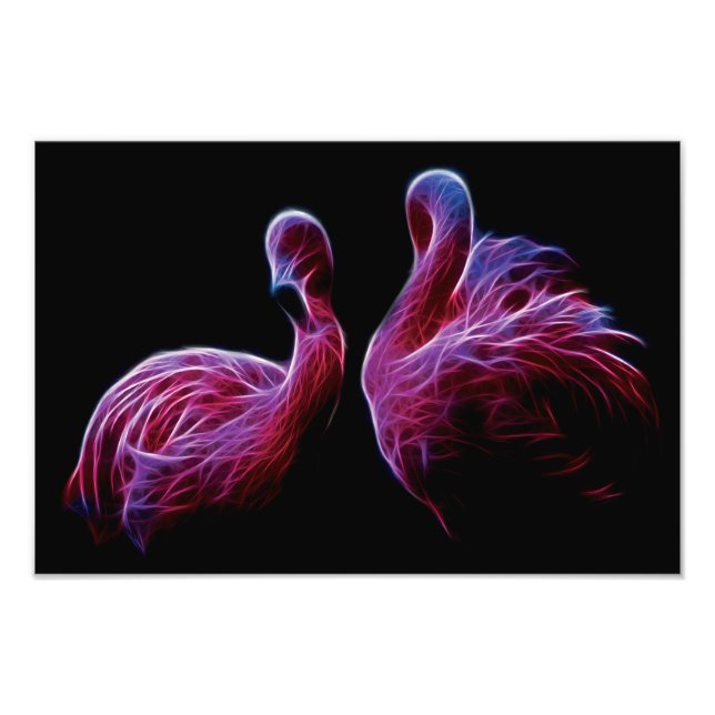 Impression Photo Flamant rose fractal (Devant)
