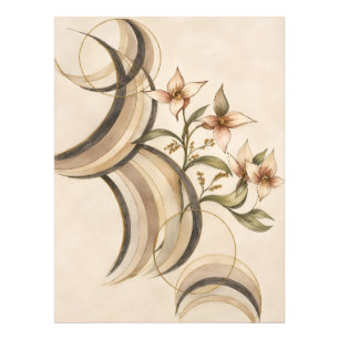 Impression Photo Fleur abstrait terreux et lignes de calligraphie A