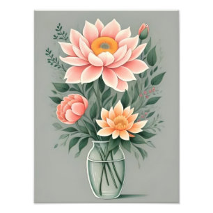 Impression Photo Fleur de Magnolia élégante dans un vase de crème