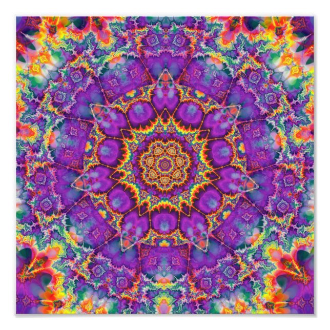 Impression Photo Fleur électrique violet arc-en-ciel Kaleidoscope A (Devant)