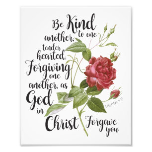 Impression Photo Fleur Rose vintage illustrée par un verset bibliqu