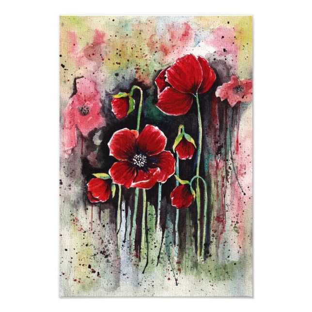 Impression Photo Fleurs De Pavot En Aquarelle (Devant)