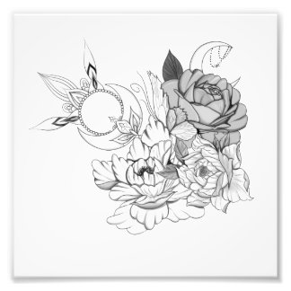 Impression Photo Fleurs et lune