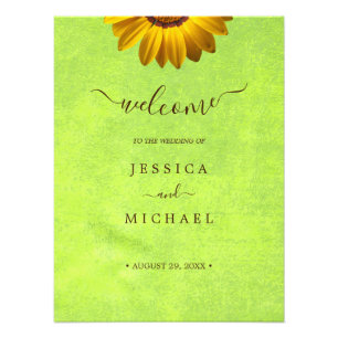 Impression Photo Fleurs jaunes sur Mariage vert Abstrait