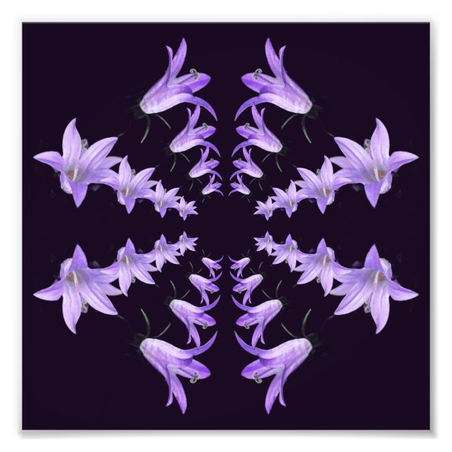 Impression Photo Fleurs Lys violettes Miroir Art Abstrait 8x8 (Devant)